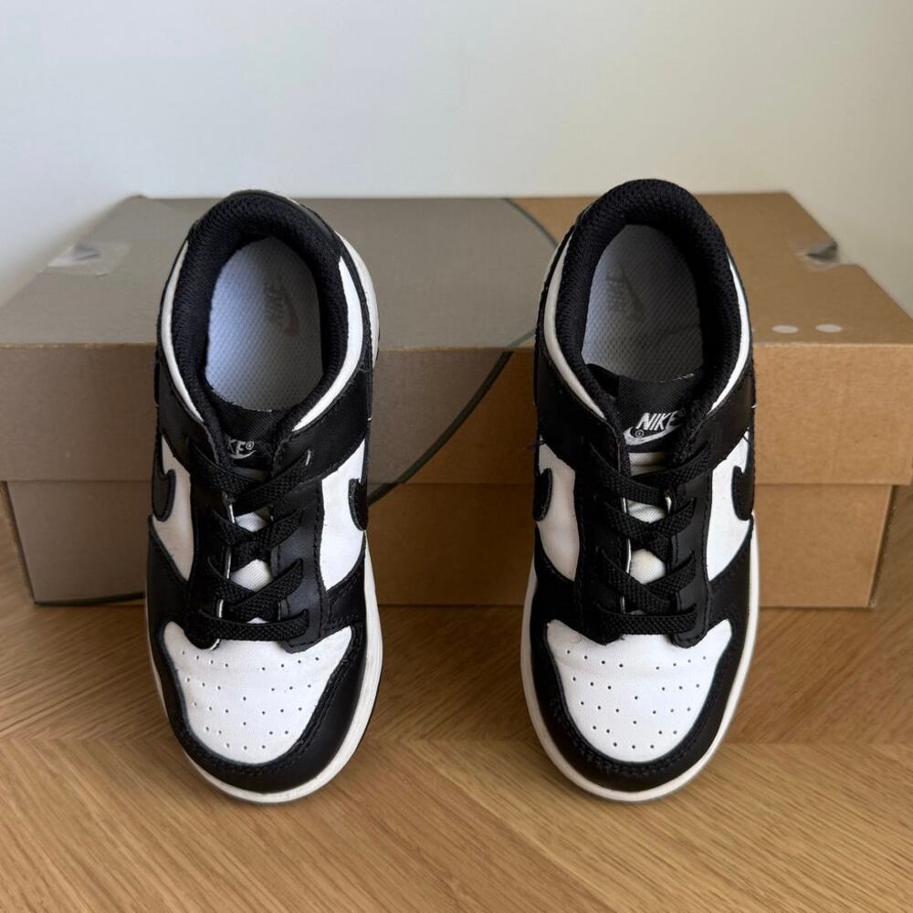 Nike Dunk Low Panda Black/White Toddler Sneakers - SZ 10 C - Picture 5 of 12